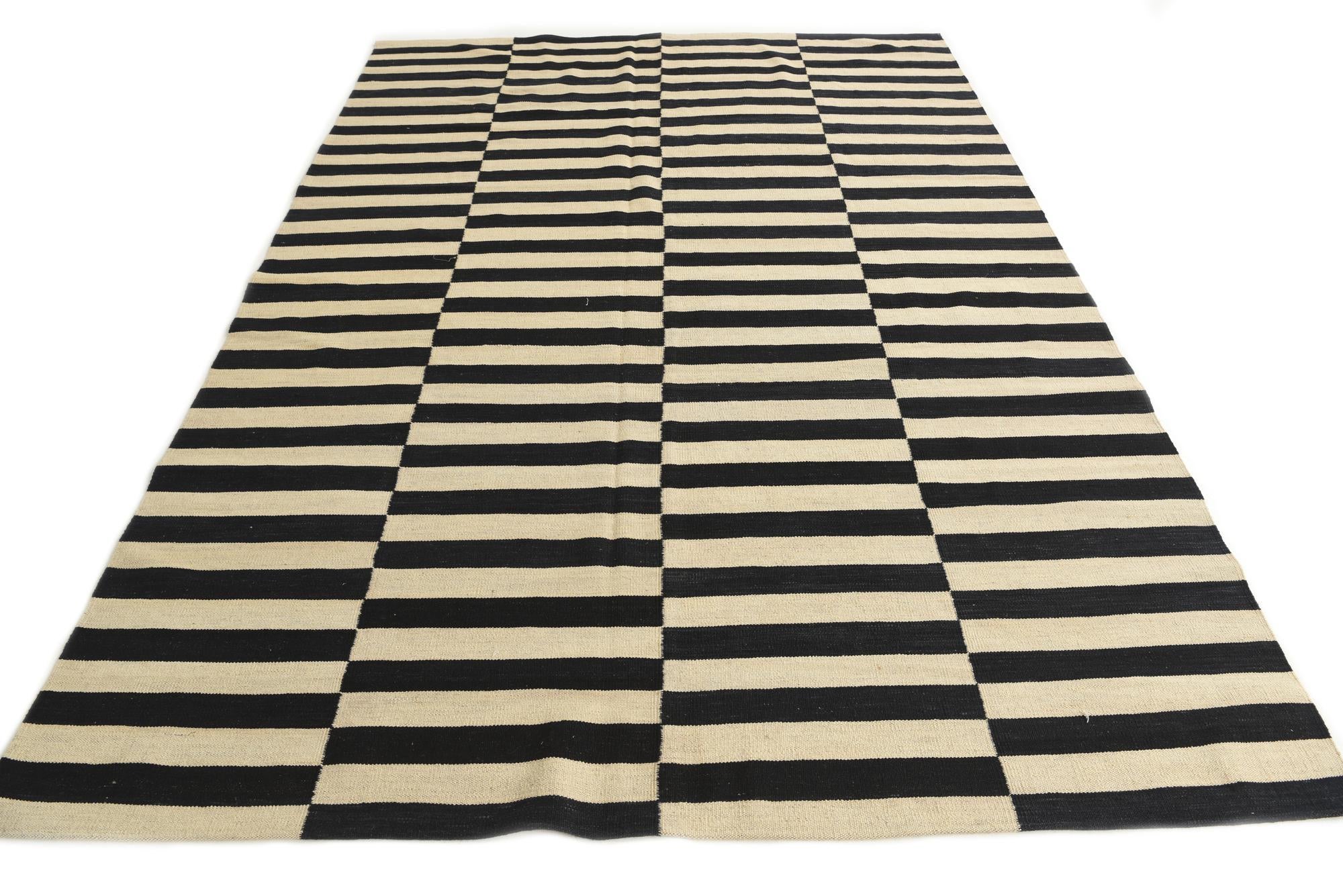 6' 10 x 9' 9 Hand Woven Kilim Modern Wool Rug