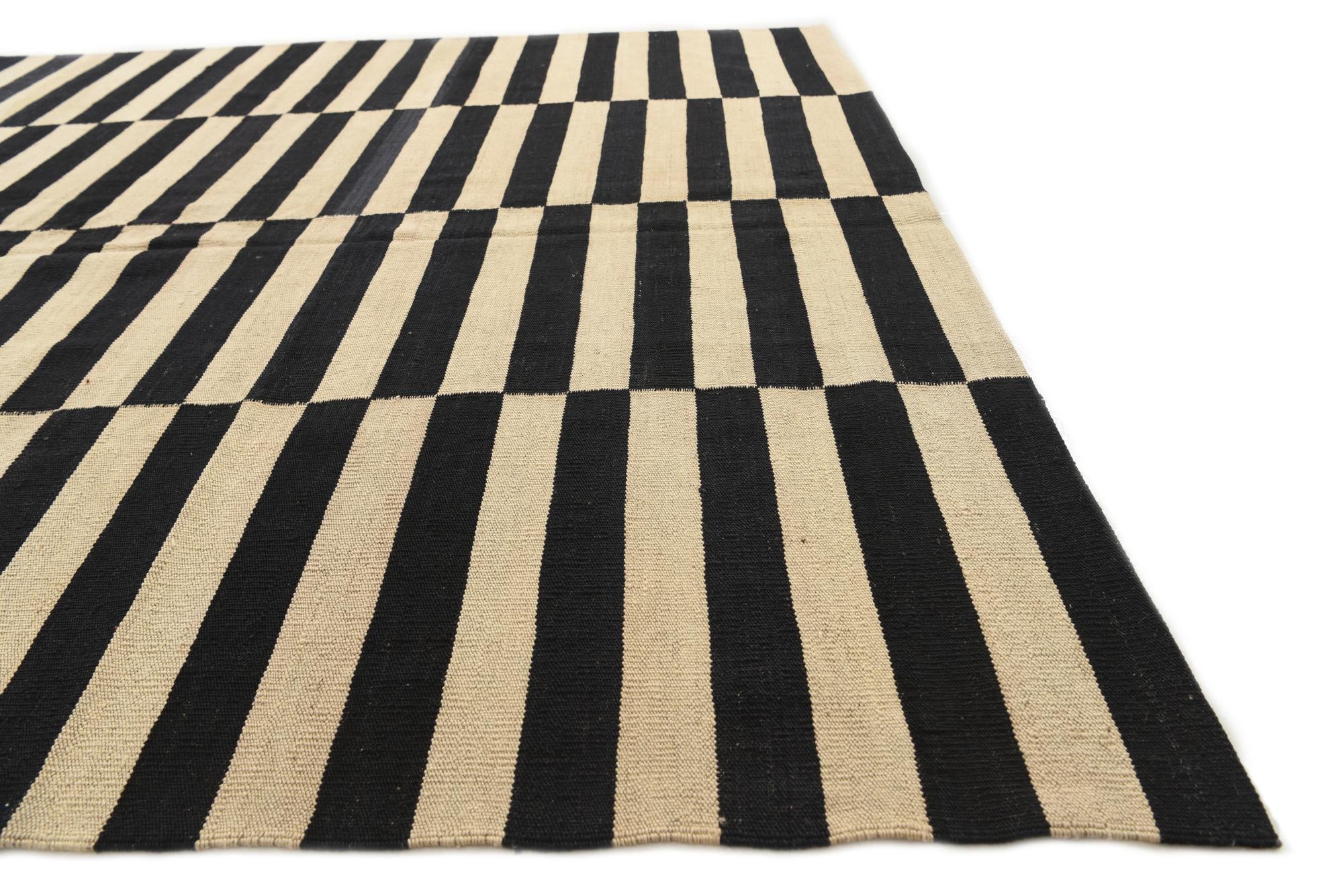 6' 9 x 9' 8 Hand Woven Kilim Modern Wool Rug
