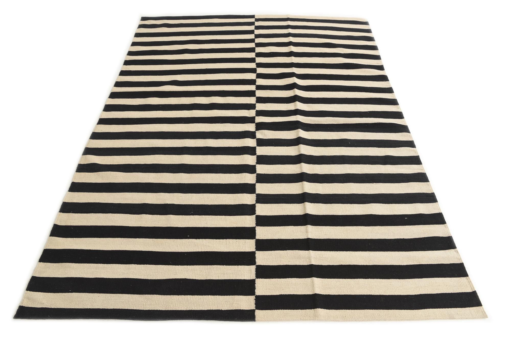 5' 8 x 8' Hand Woven Kilim Modern Wool Rug