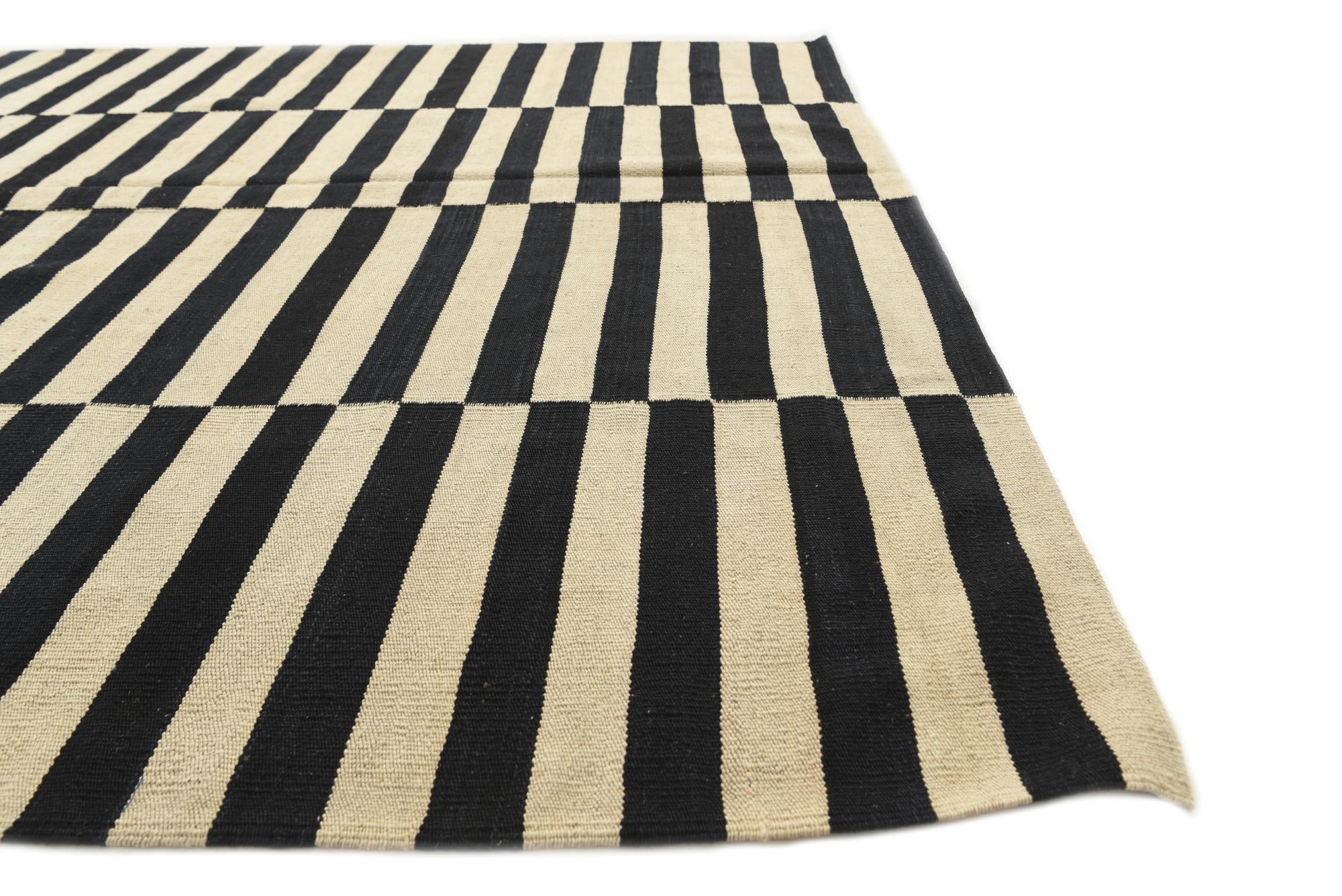 6' 7 x 9' 9 Hand Woven Kilim Modern Wool Rug