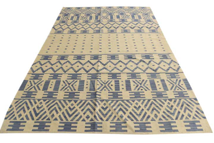 6' 8 x 9' 9 Hand Woven Kilim Modern Wool Rug