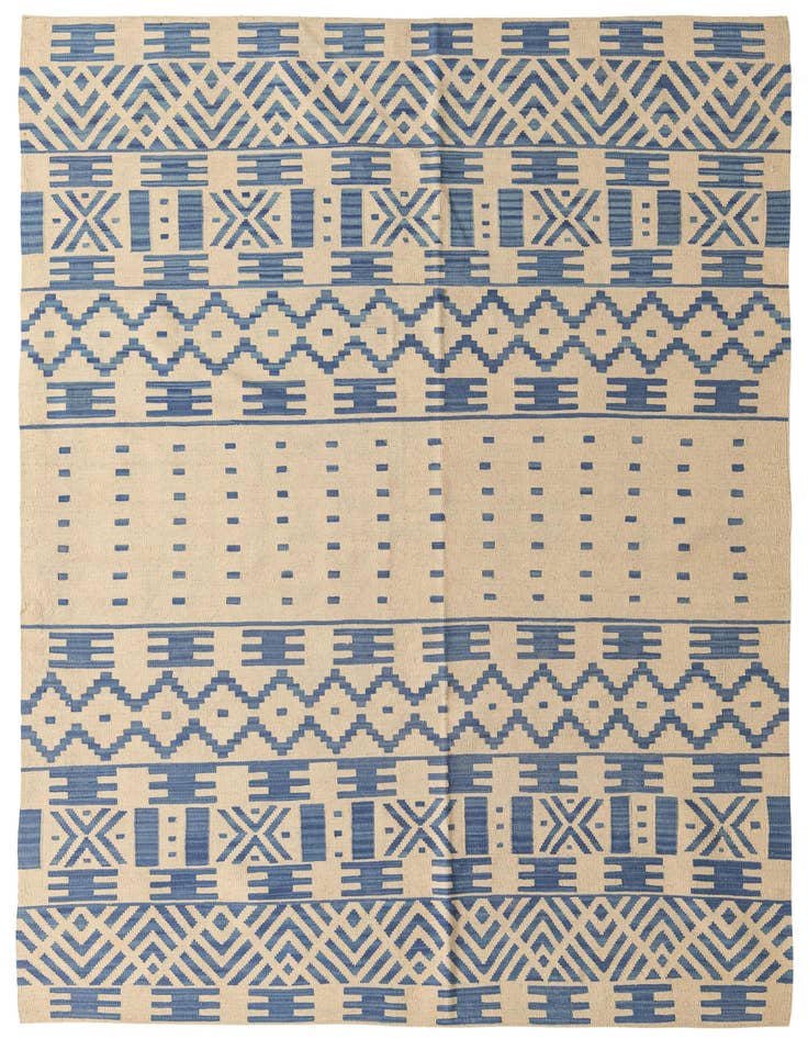 Detail image of 6' 8 x 9' 9 Hand Woven Kilim Modern Wool Rug