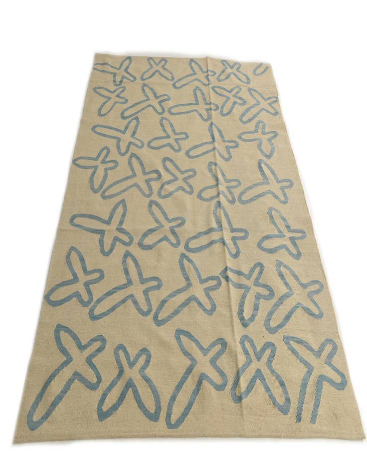 Detail image of 6' 9 x 7' 10  Hand Woven Kilim Modern Wool Rug