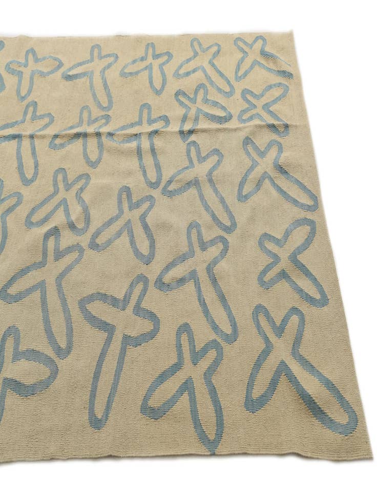 Detail image of 6' 9 x 7' 10  Hand Woven Kilim Modern Wool Rug