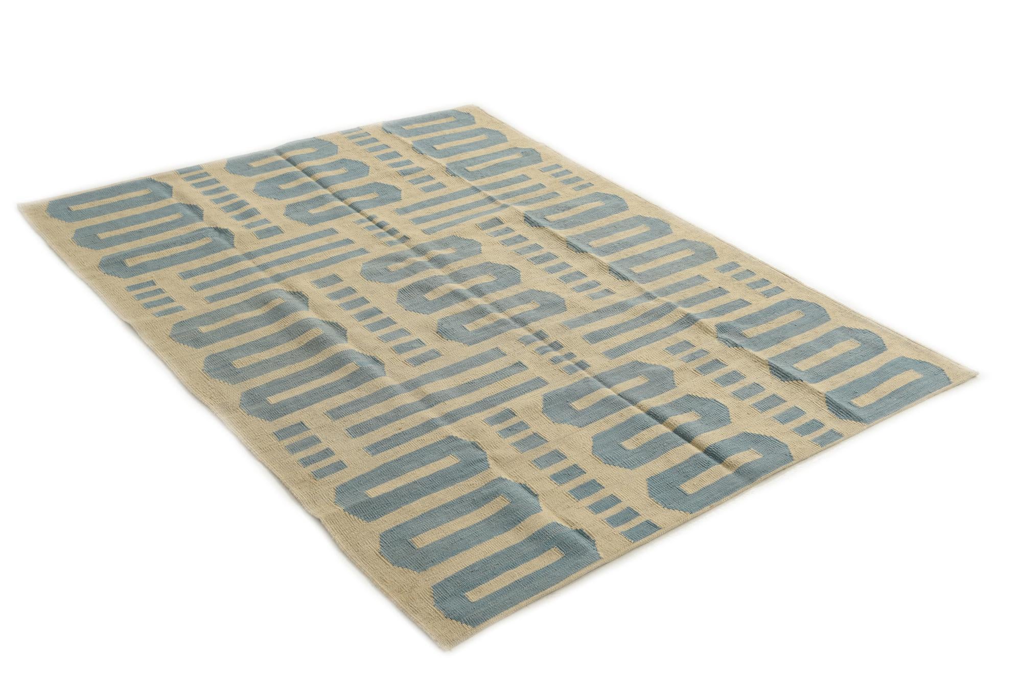 5' 3 x 6' 5 Hand Woven Kilim Modern Wool Rug