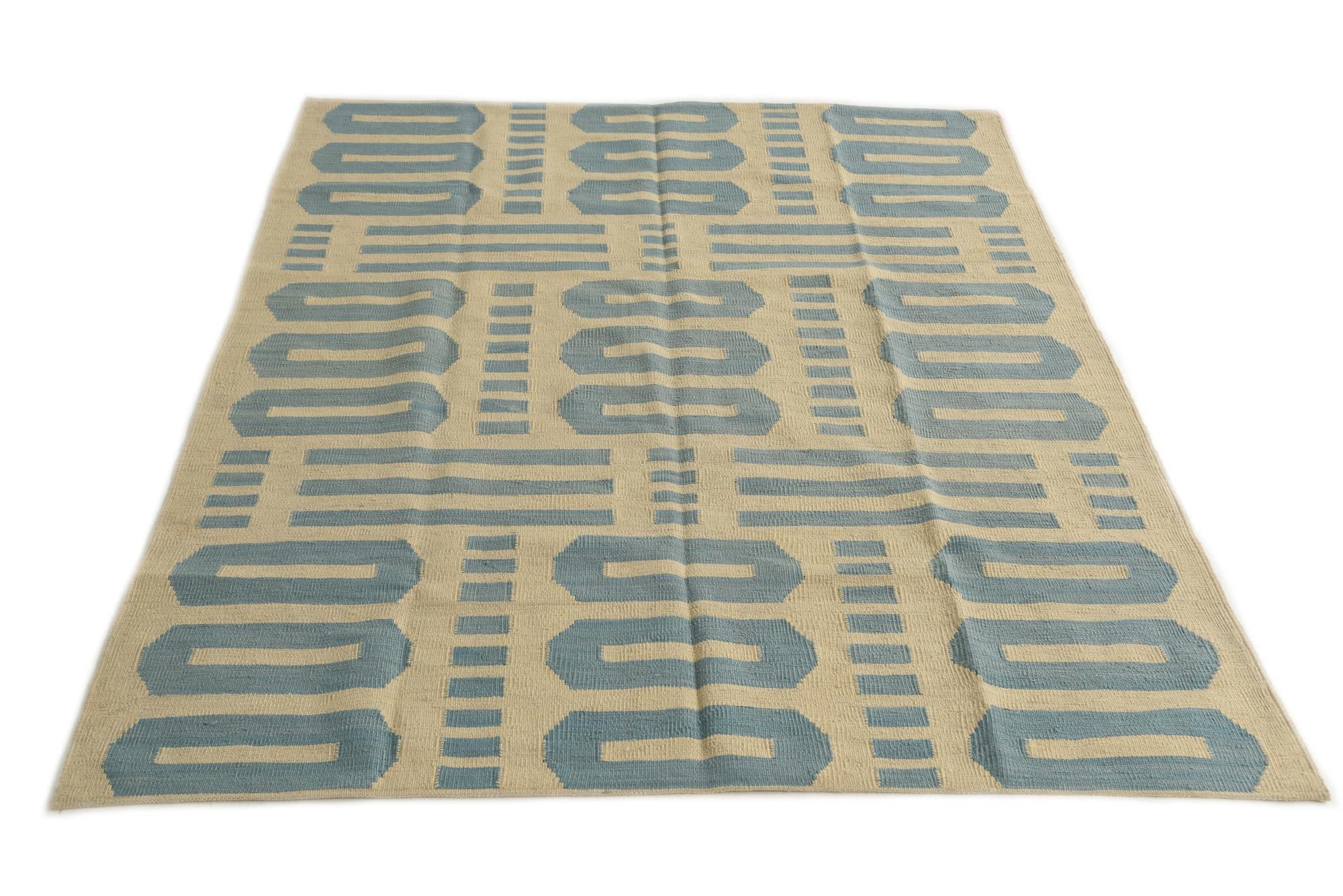 5' 3 x 6' 5 Hand Woven Kilim Modern Wool Rug