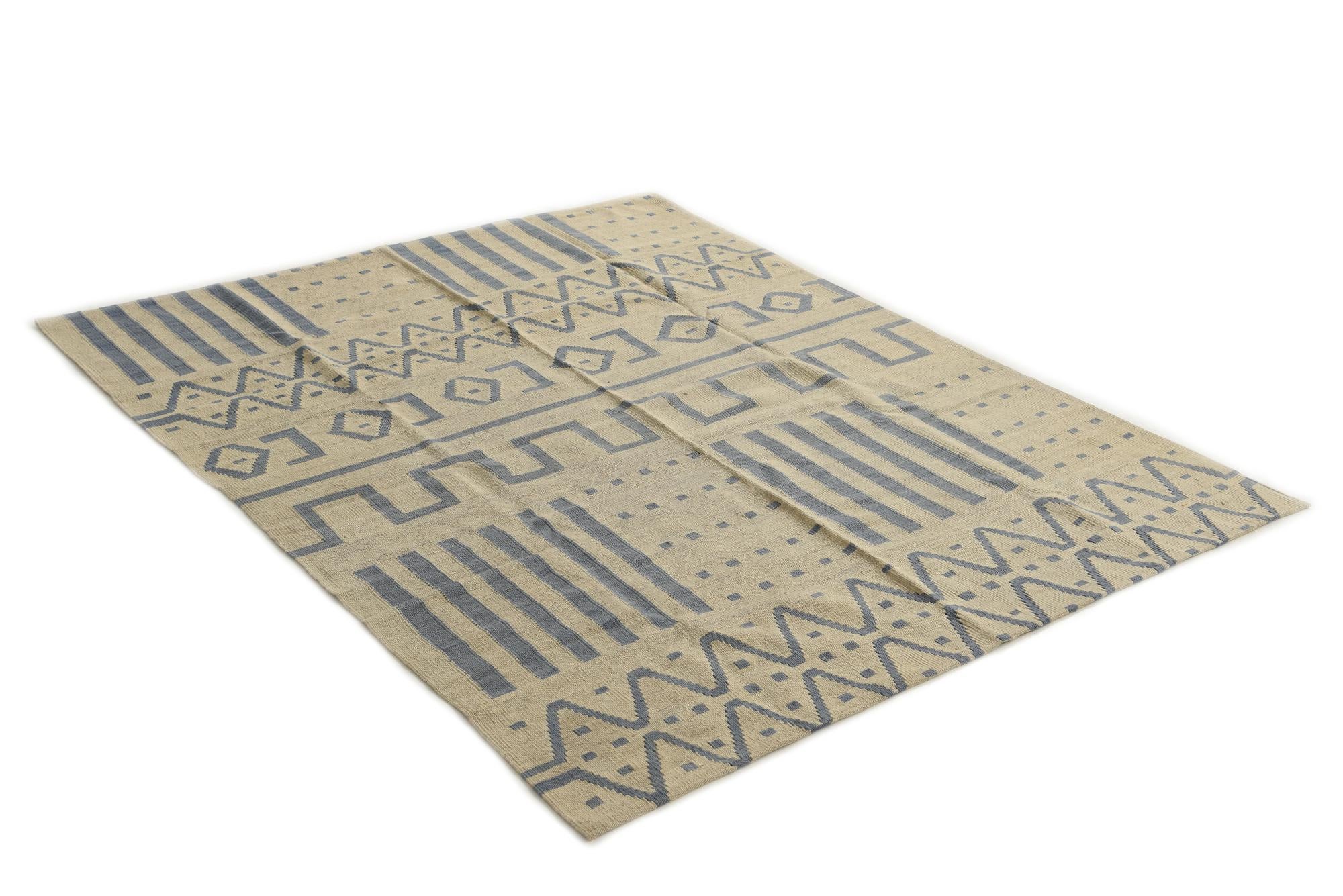 5' x 6' 7 Hand Woven Kilim Modern Wool Rug
