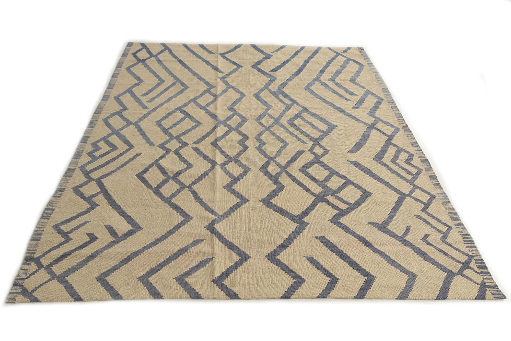 6' x 8' Hand Woven Kilim Modern Wool Rug