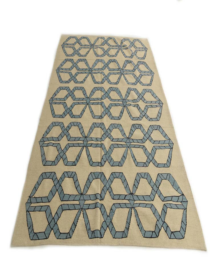 Detail image of 6' 9 x 9' 7  Hand Woven Kilim Modern Wool Rug