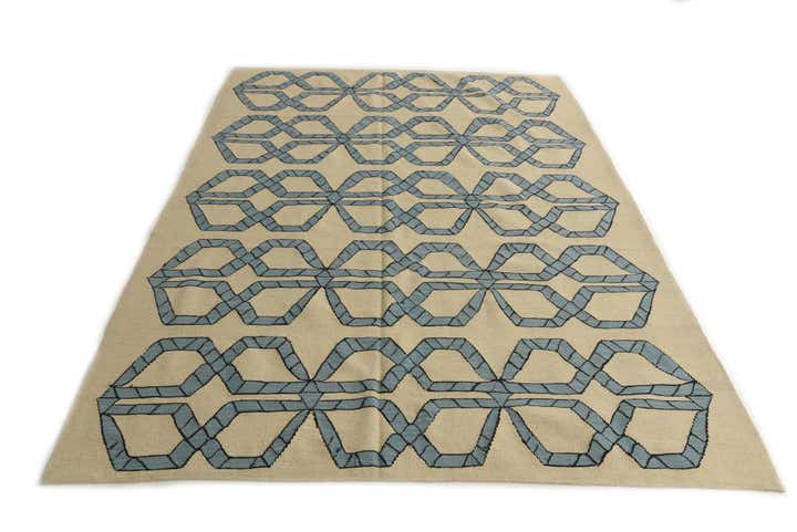 6' 9 x 9' 7 Hand Woven Kilim Modern Wool Rug
