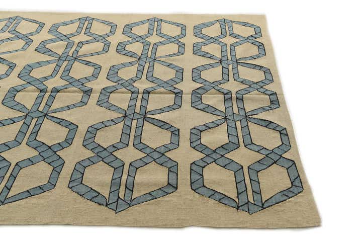 6' 9 x 9' 7 Hand Woven Kilim Modern Wool Rug