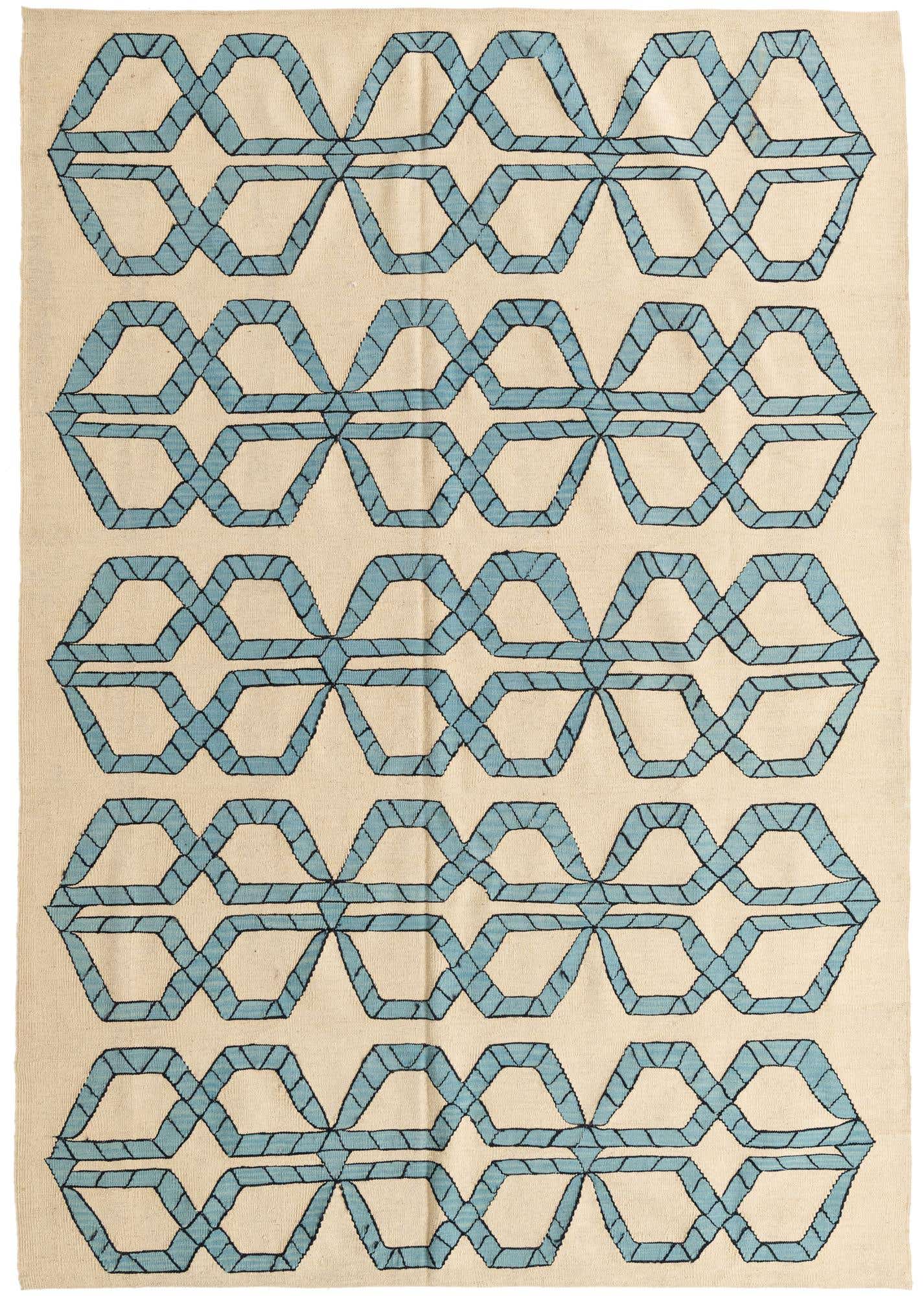 6' 9 x 9' 7 Hand Woven Kilim Modern Wool Rug