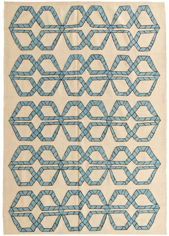 6' 9 x 9' 7 Hand Woven Kilim Modern Wool Rug