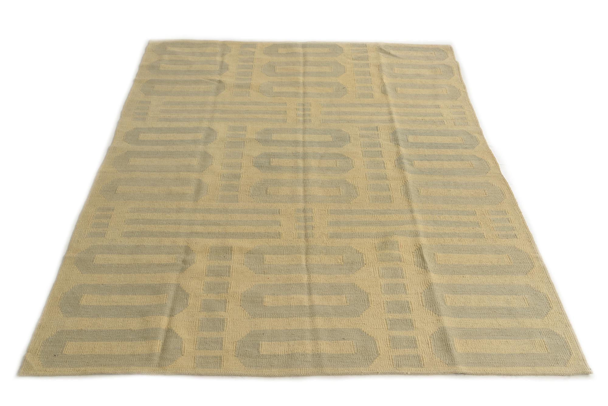4' 10 x 6' 7 Hand Woven Kilim Modern Wool Rug