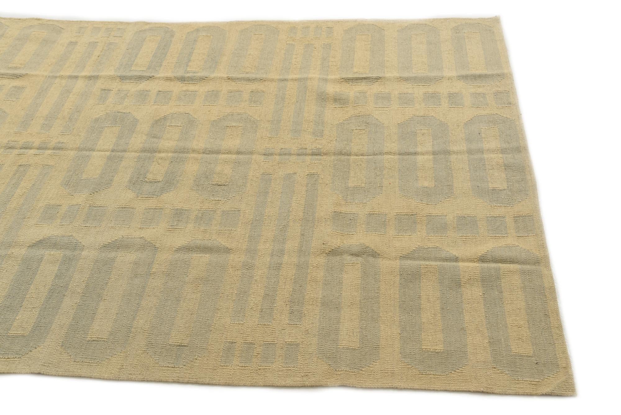 4' 10 x 6' 7 Hand Woven Kilim Modern Wool Rug