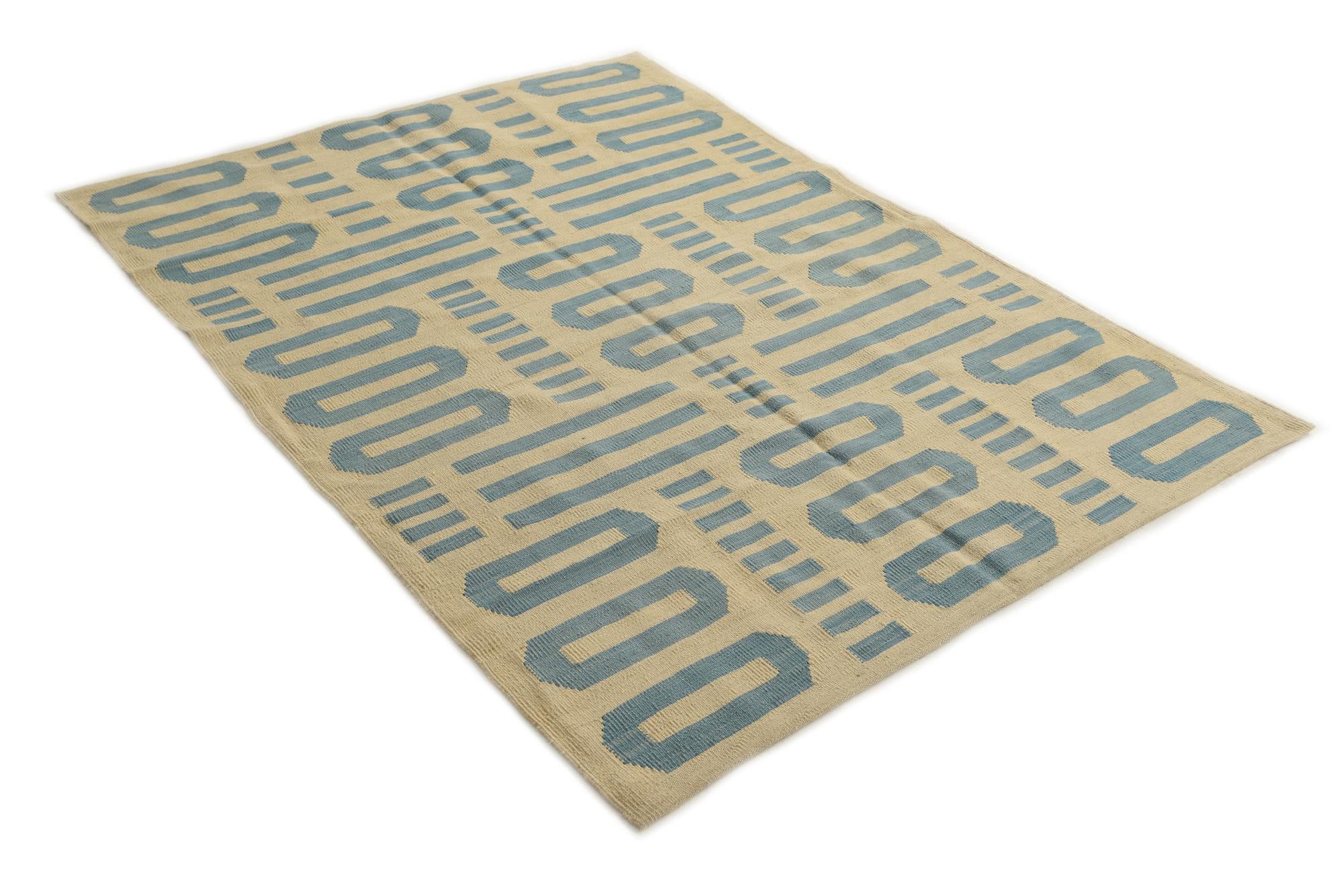 4' 9 x 6' 7 Hand Woven Kilim Modern Wool Rug