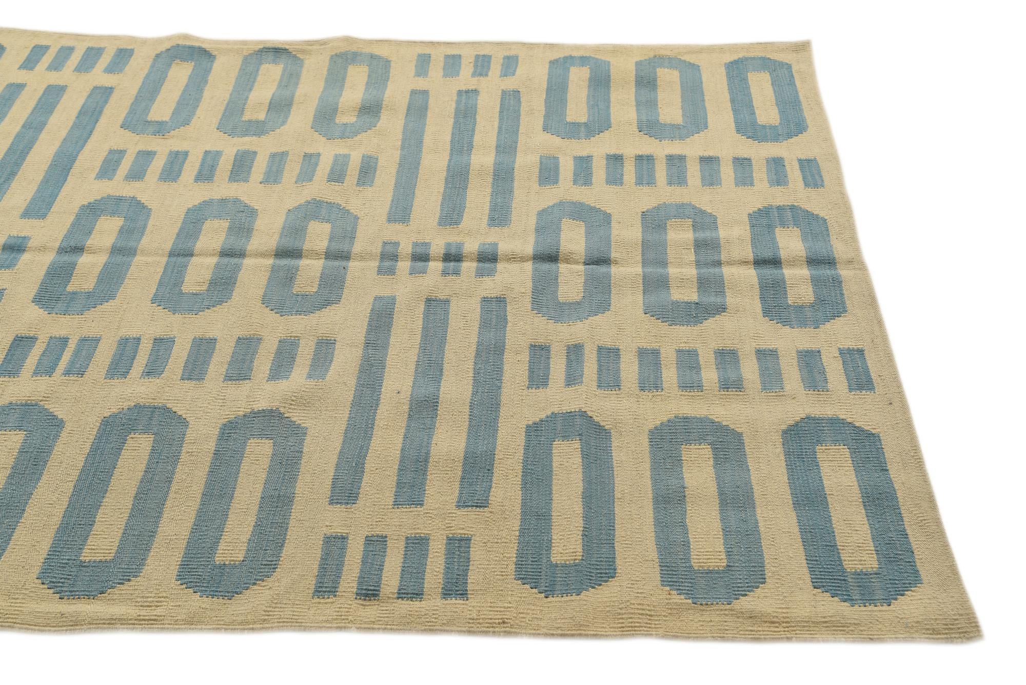 4' 9 x 6' 7 Hand Woven Kilim Modern Wool Rug