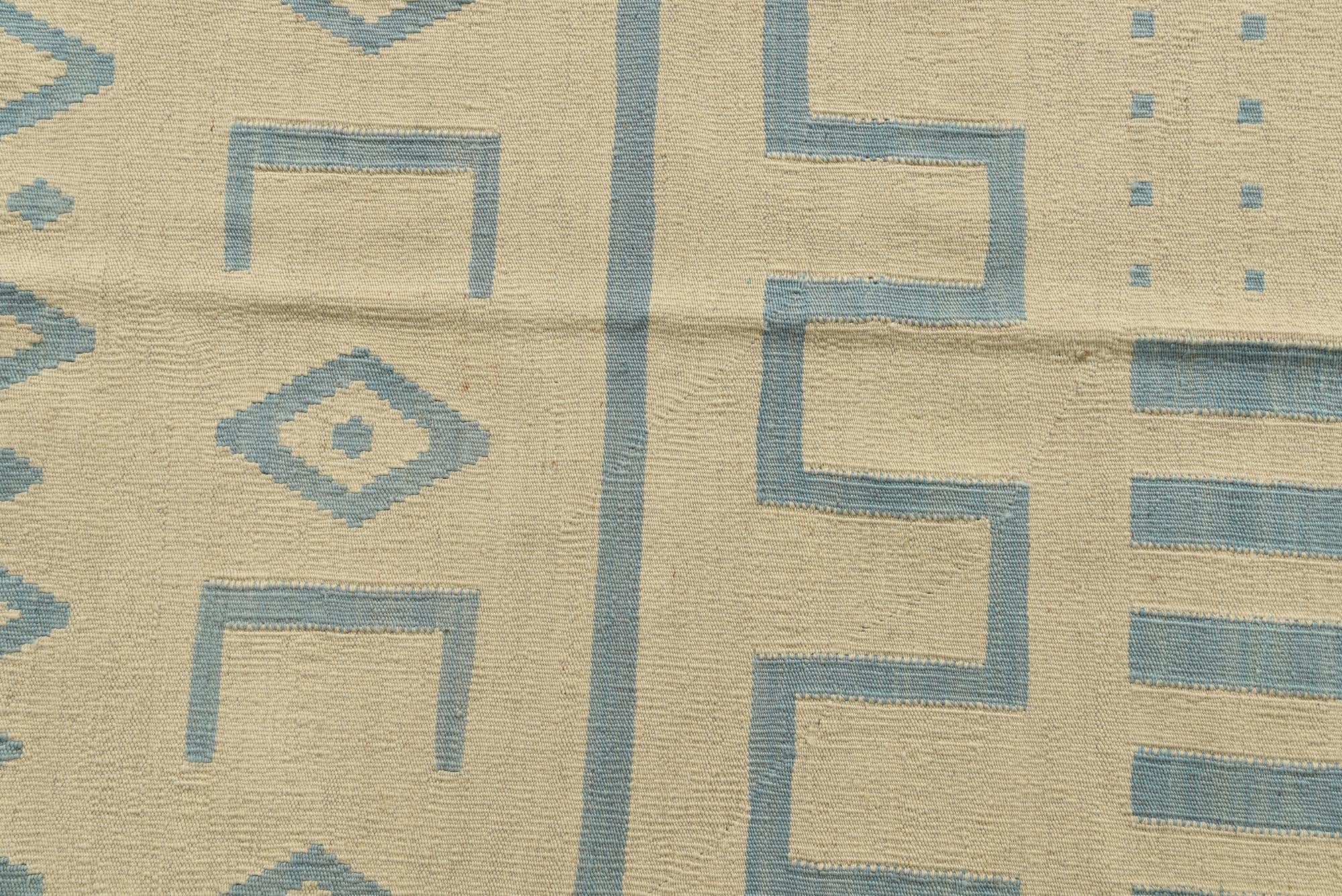5' 2 x 6' 5 Hand Woven Kilim Modern Wool Rug
