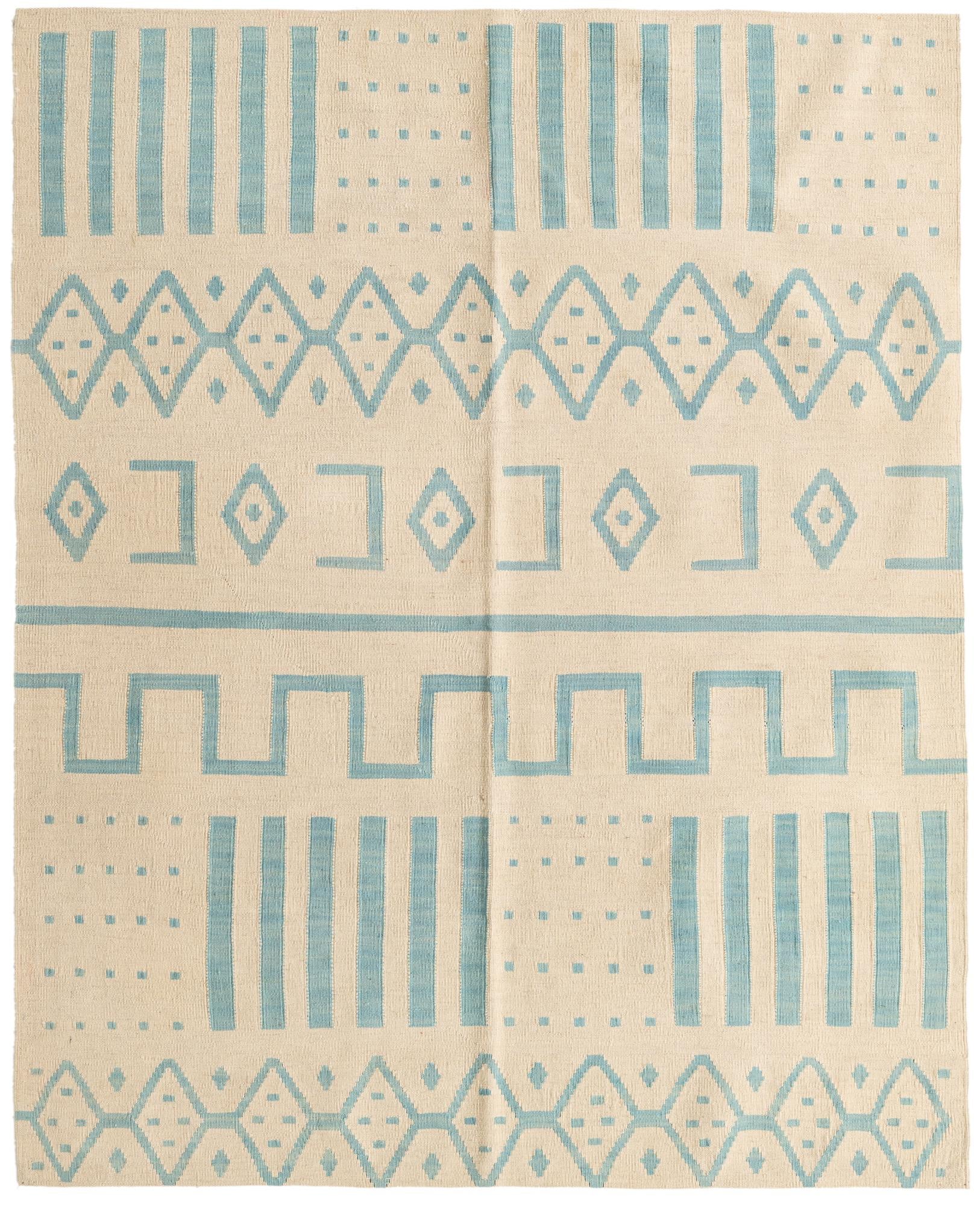 5' 2 x 6' 5 Hand Woven Kilim Modern Wool Rug