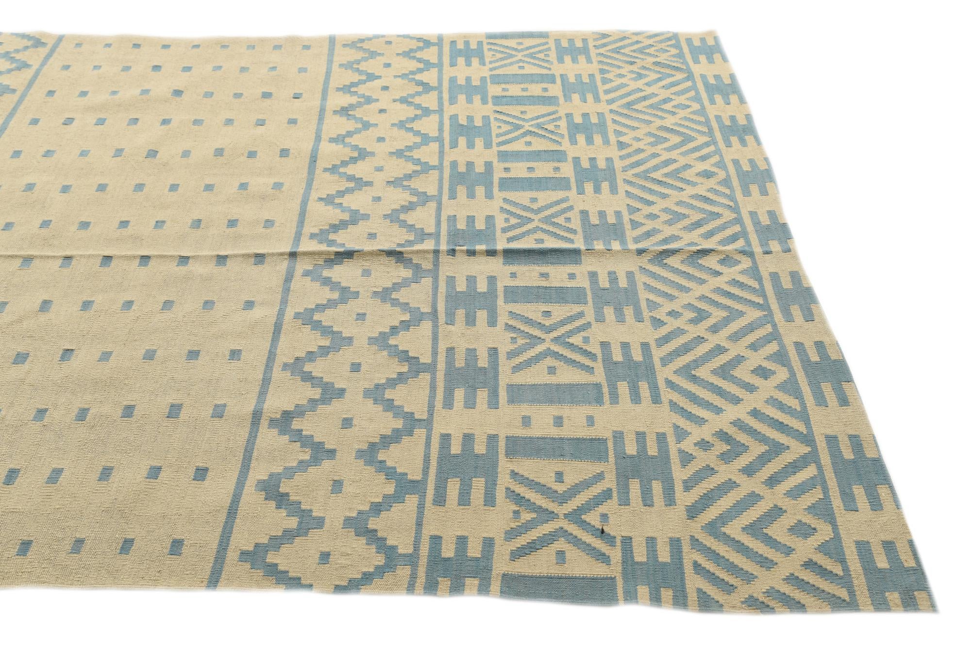 6' 5 x 9' 5 Hand Woven Kilim Modern Wool Rug