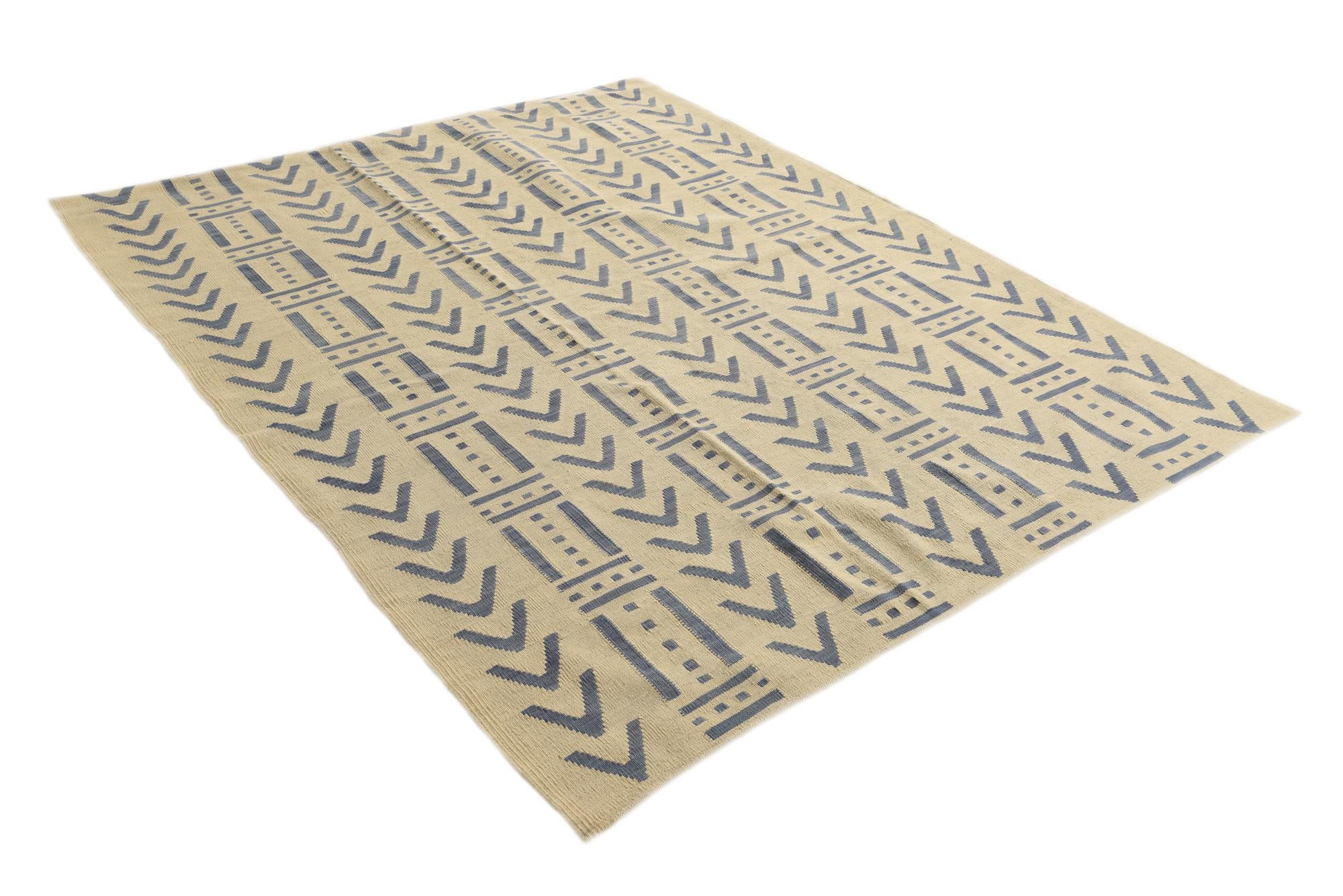 6' 2 x 7' 8 Hand Woven Kilim Modern Wool Rug