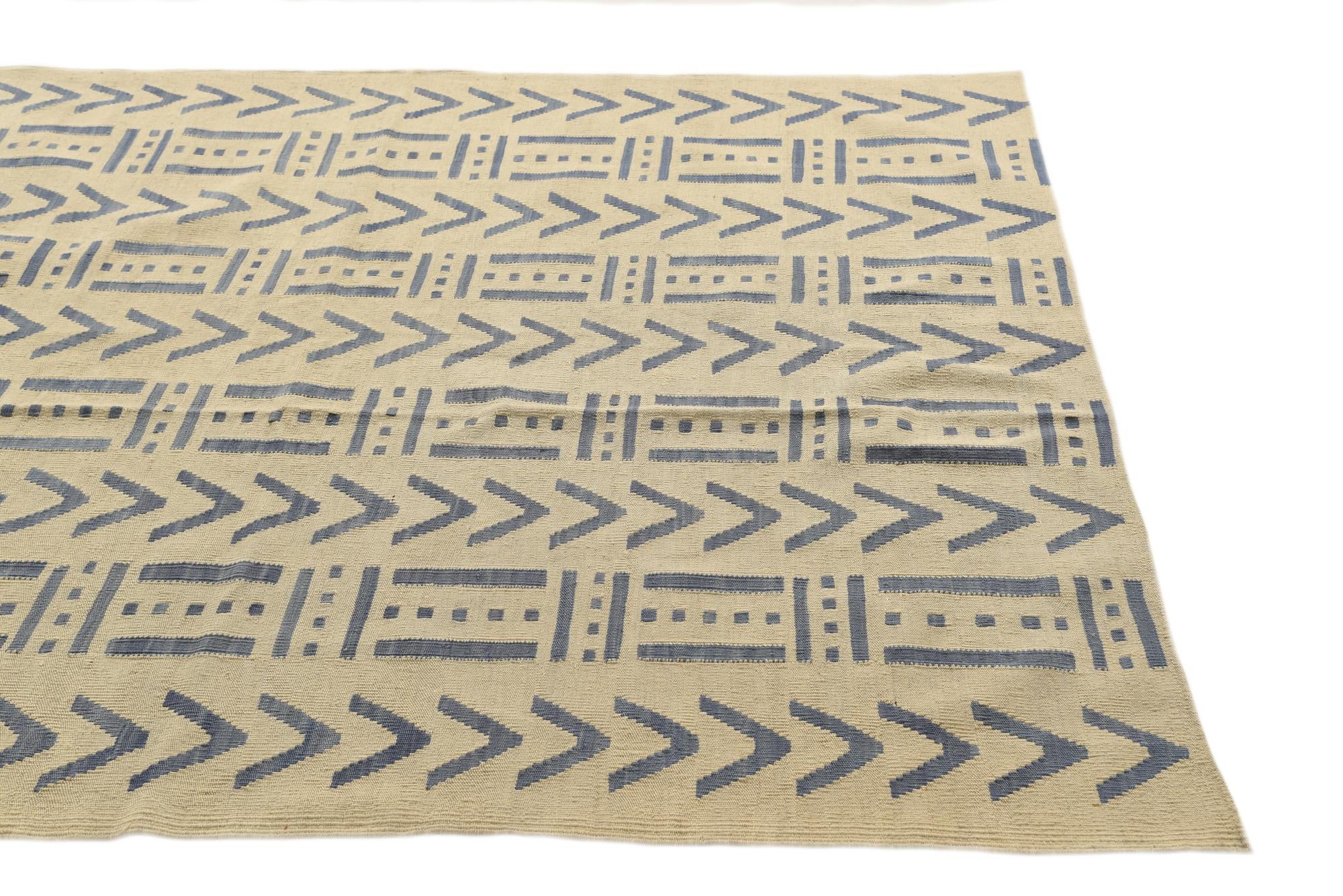 6' 2 x 7' 8 Hand Woven Kilim Modern Wool Rug