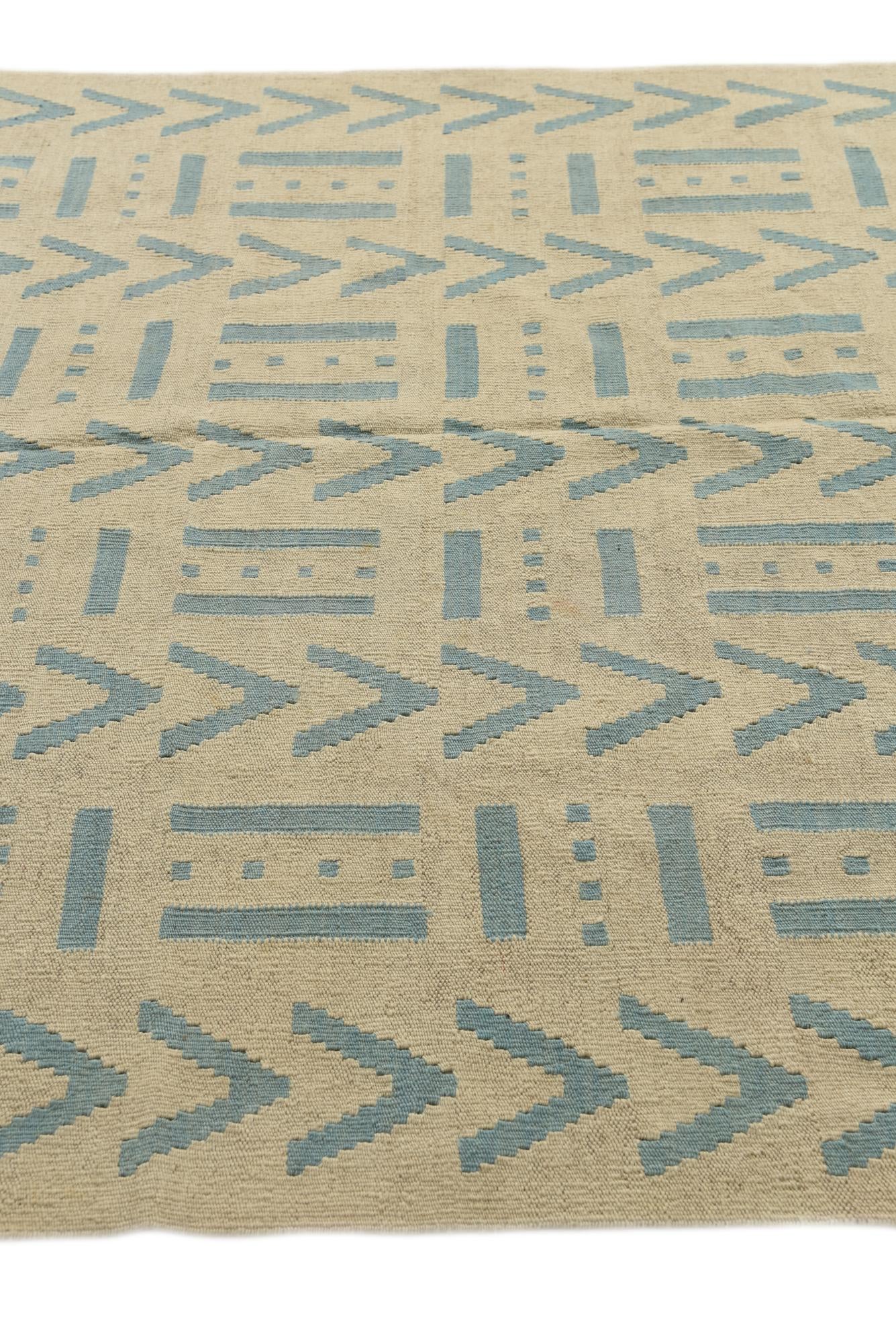 5' 2 x 6' 5 Hand Woven Kilim Modern Wool Rug