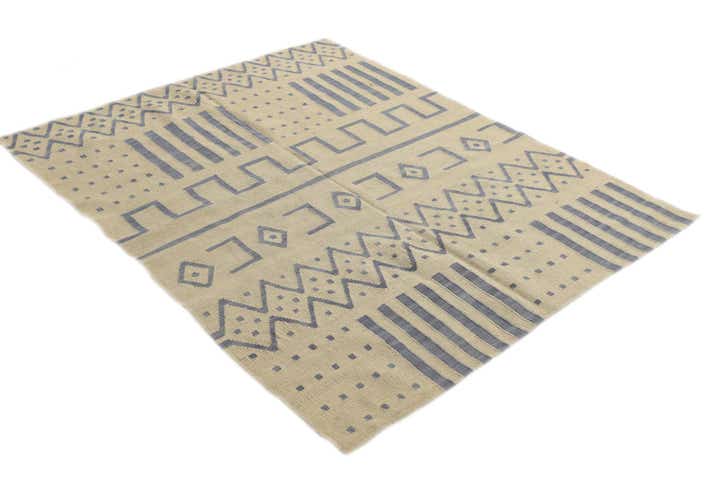 5' 1 x 6' 2 Hand Woven Kilim Modern Wool Rug
