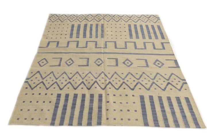5' 1 x 6' 2 Hand Woven Kilim Modern Wool Rug