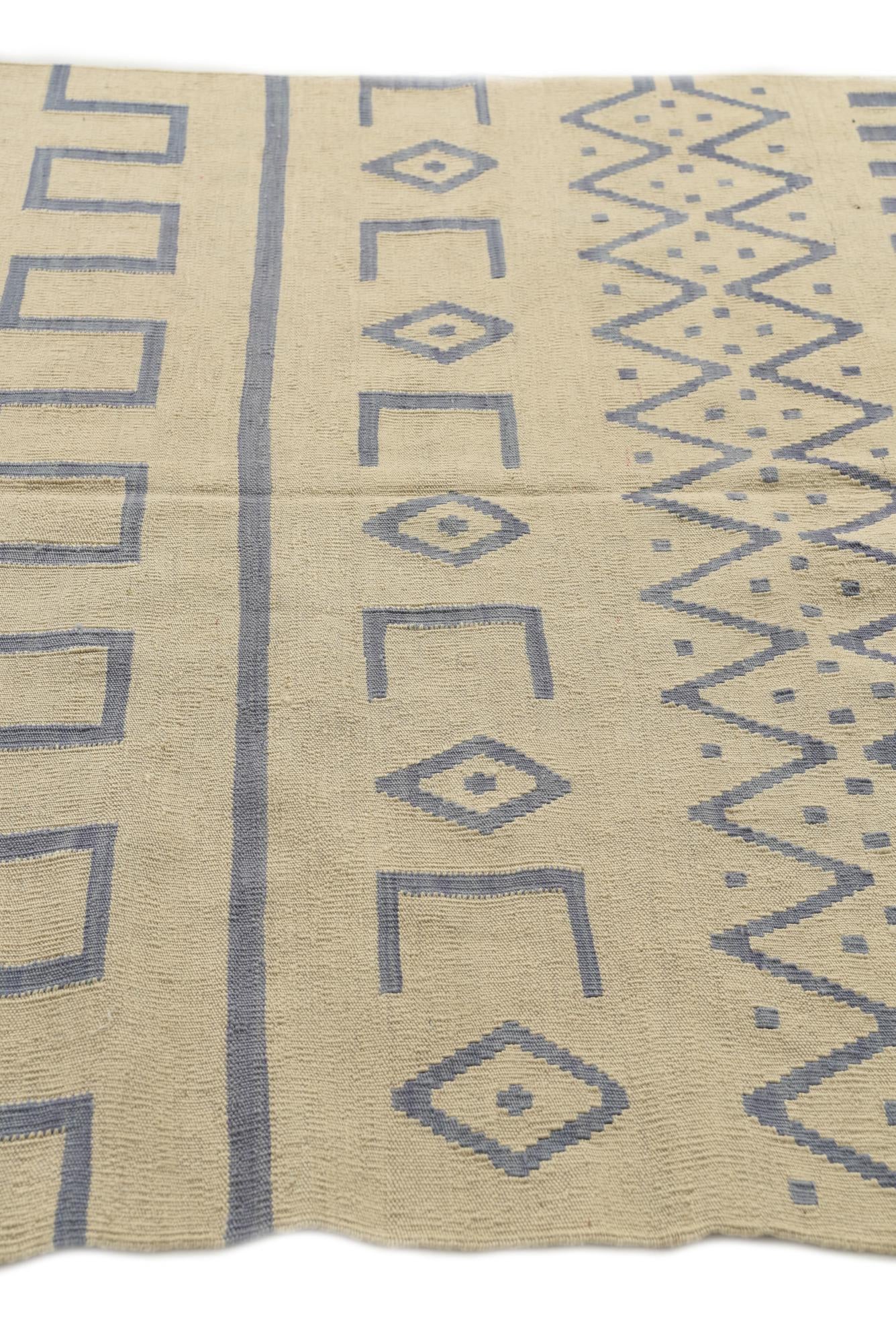 5' 1 x 6' 2 Hand Woven Kilim Modern Wool Rug