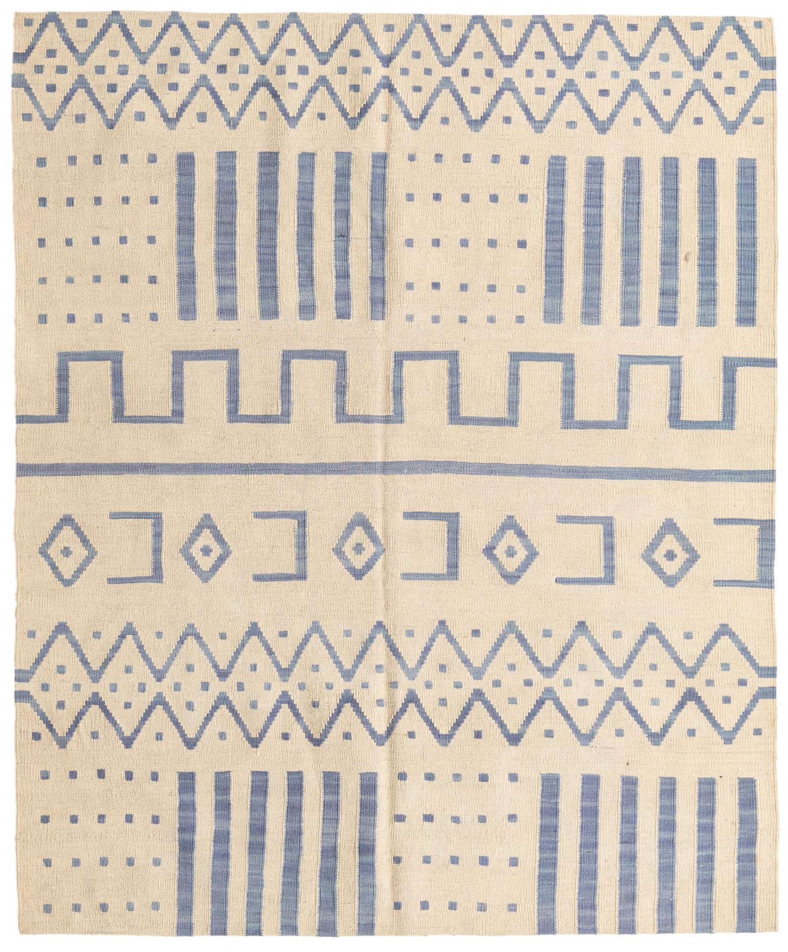 5' 1 x 6' 2 Hand Woven Kilim Modern Wool Rug