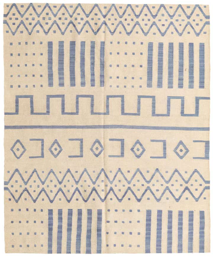 5' 1 x 6' 2 Hand Woven Kilim Modern Wool Rug