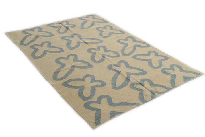 4' 10 x 6' 8 Hand Woven Kilim Modern Wool Rug