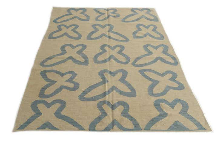 4' 10 x 6' 8 Hand Woven Kilim Modern Wool Rug