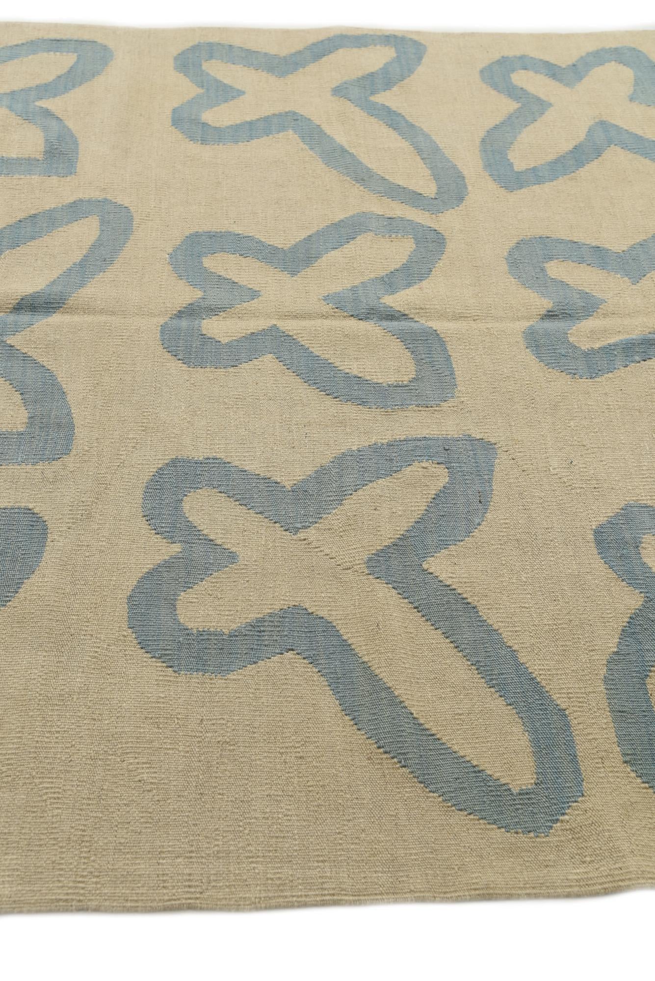 4' 10 x 6' 8 Hand Woven Kilim Modern Wool Rug