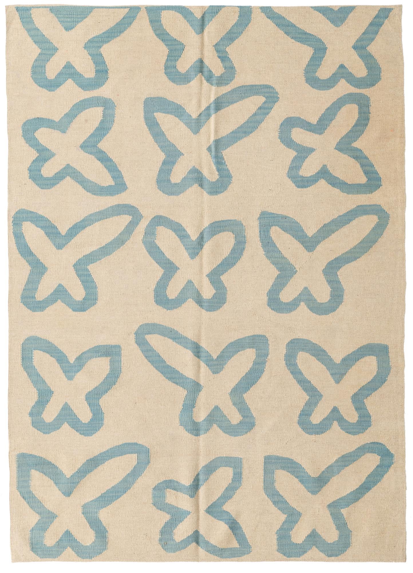 4' 10 x 6' 8 Hand Woven Kilim Modern Wool Rug
