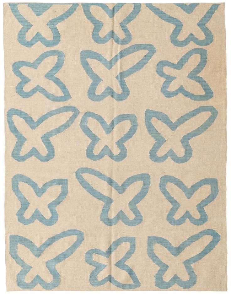 Detail image of 4' 10 x 6' 8 Hand Woven Kilim Modern Wool Rug