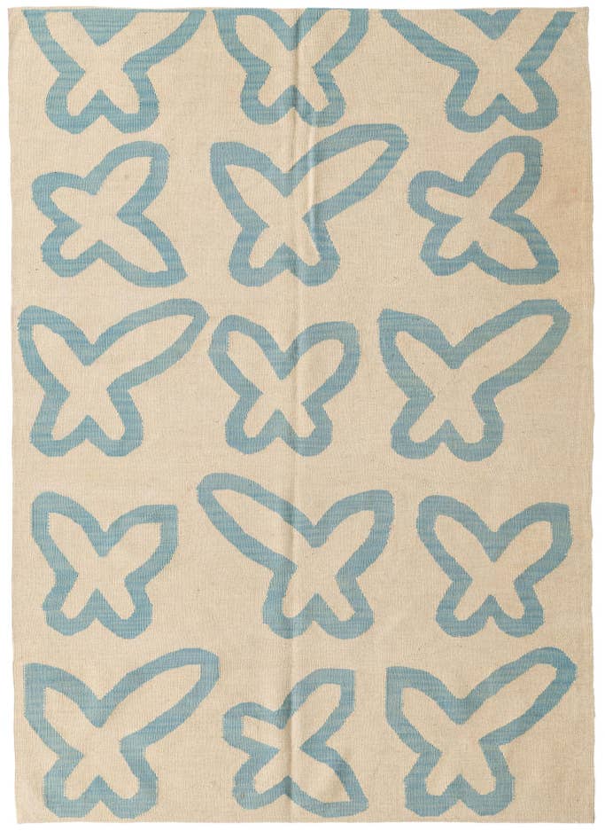 Detail image of 4' 10 x 6' 8 Hand Woven Kilim Modern Wool Rug