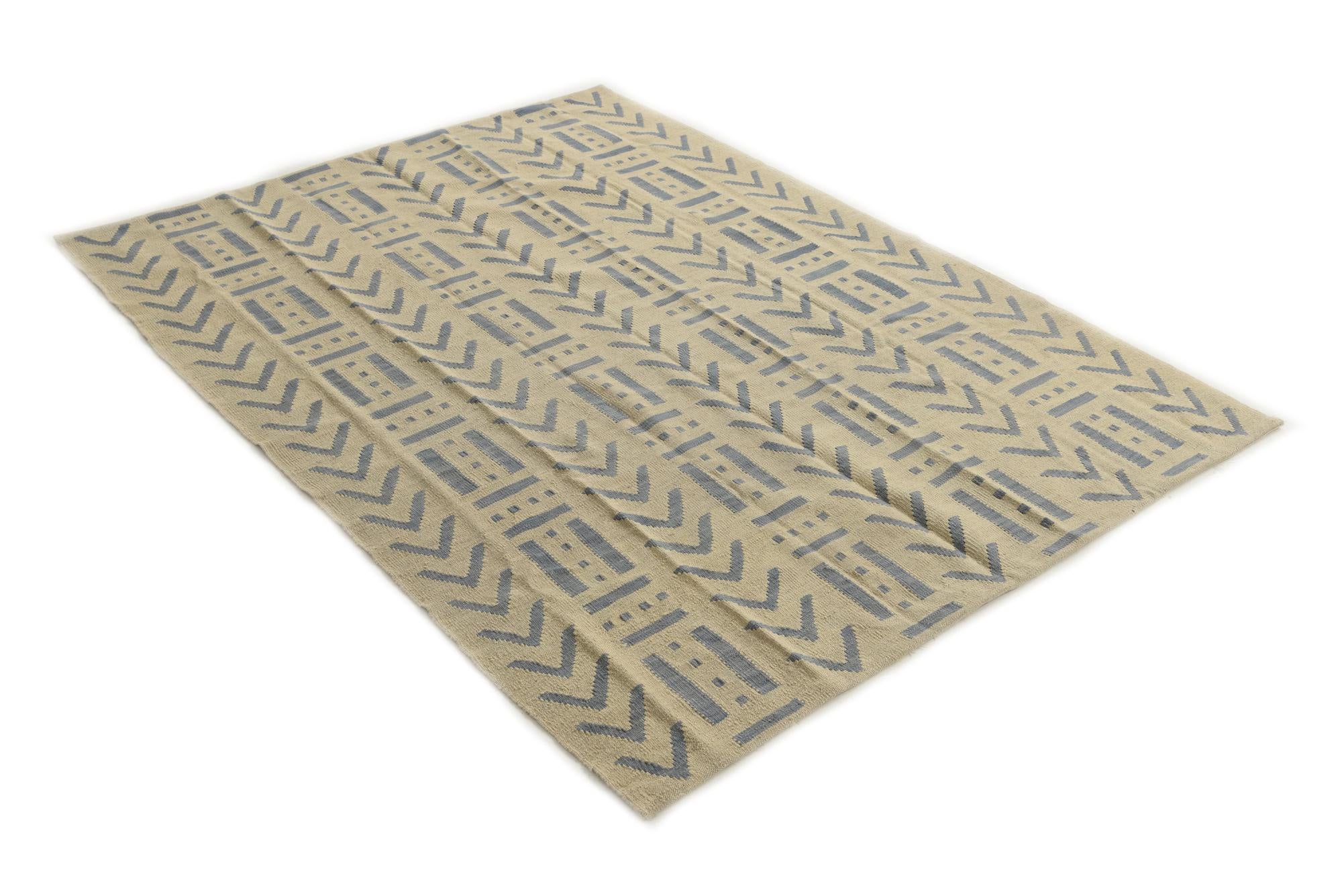 5' 2 x 6' 8 Hand Woven Kilim Modern Wool Rug