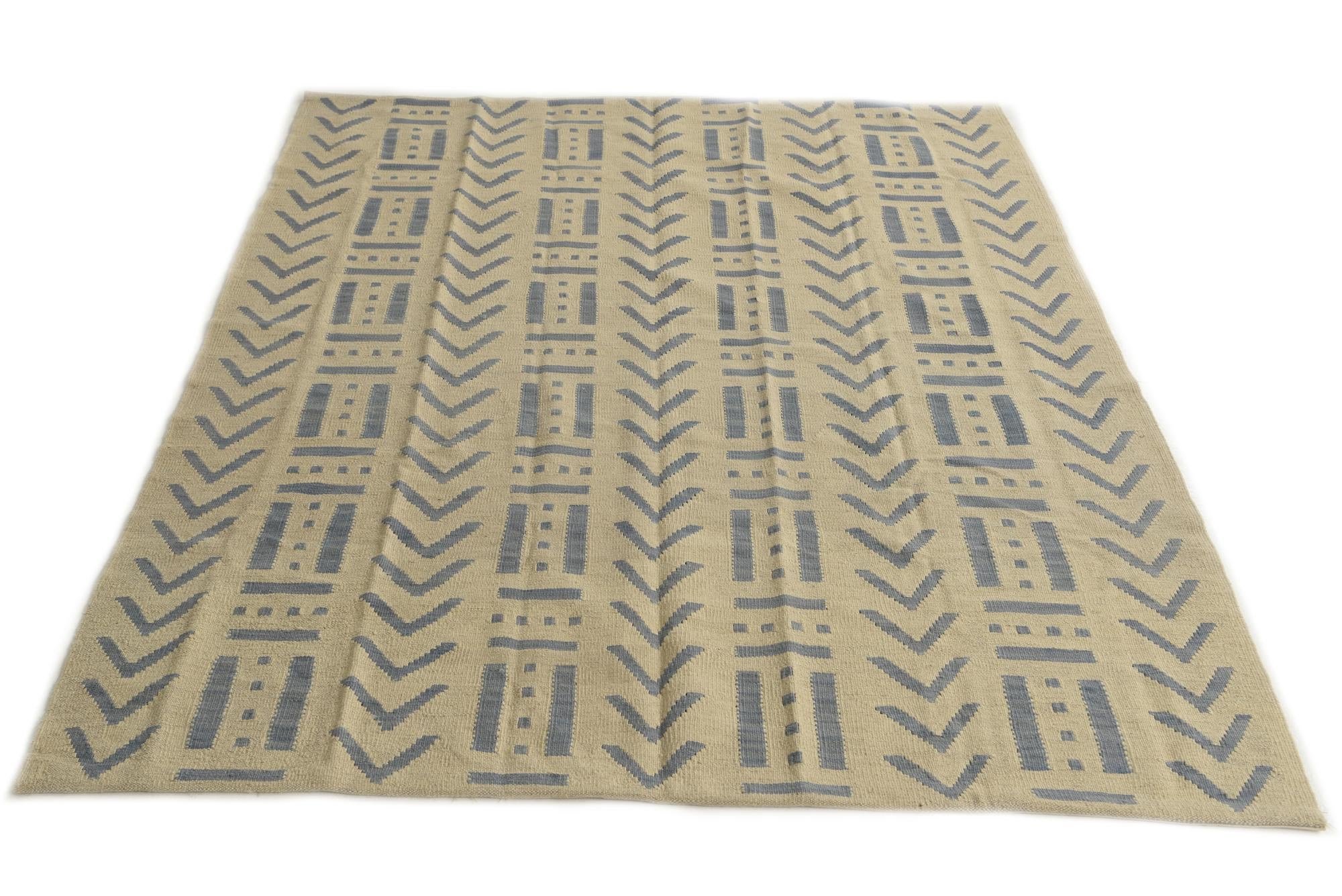 5' 2 x 6' 8 Hand Woven Kilim Modern Wool Rug
