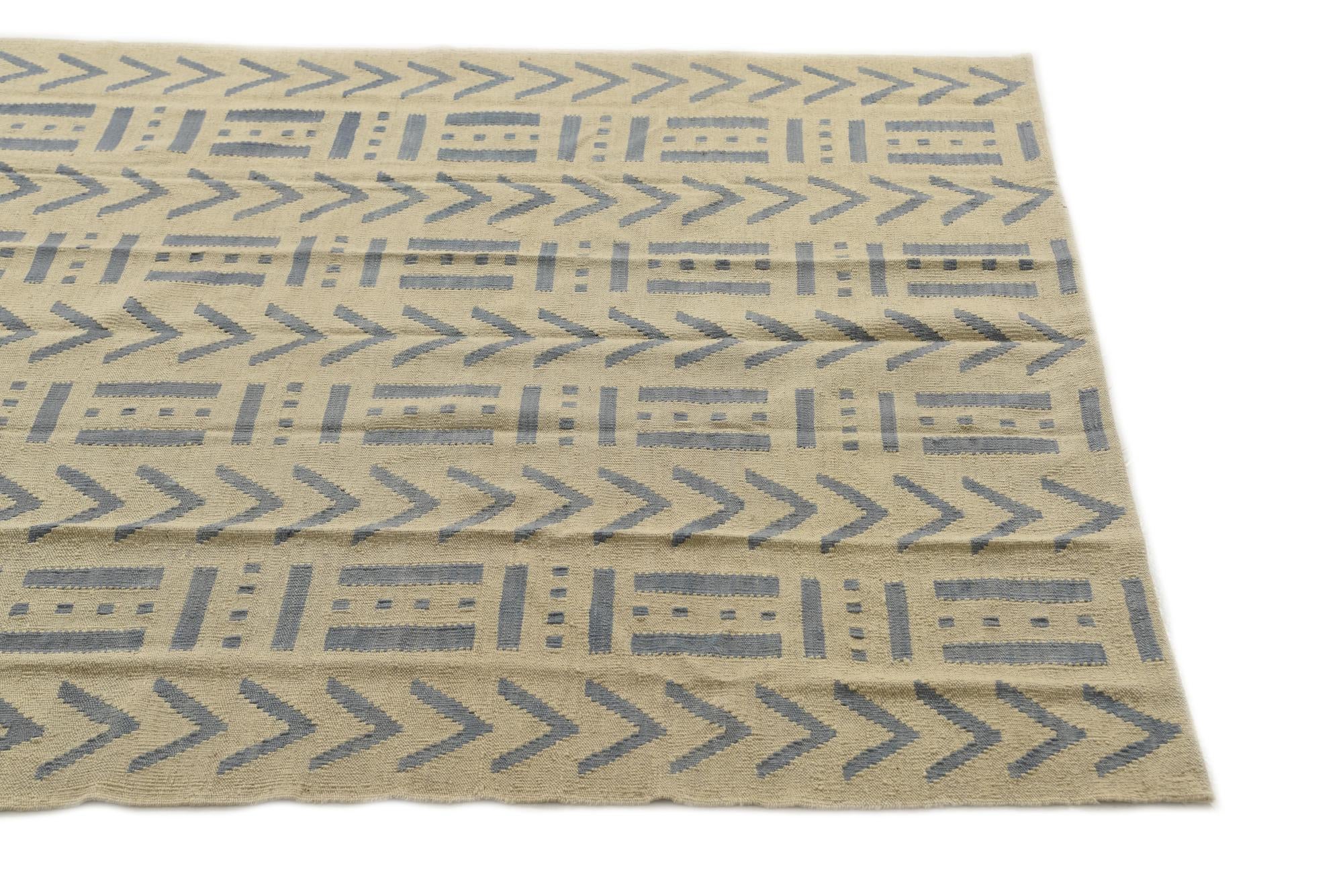 5' 2 x 6' 8 Hand Woven Kilim Modern Wool Rug