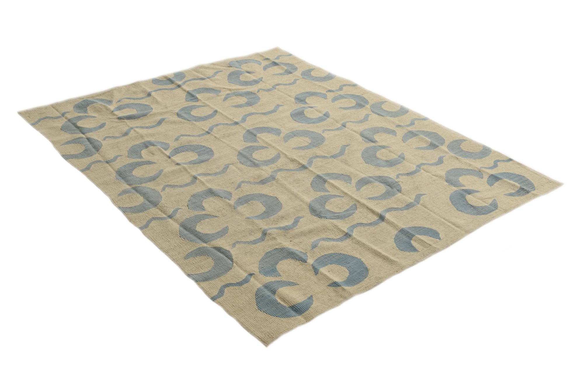 5' 2 x 6' 5 Hand Woven Kilim Modern Wool Rug