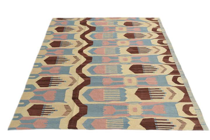 5' 4 x 6' 7 Hand Woven Kilim Modern Wool Rug