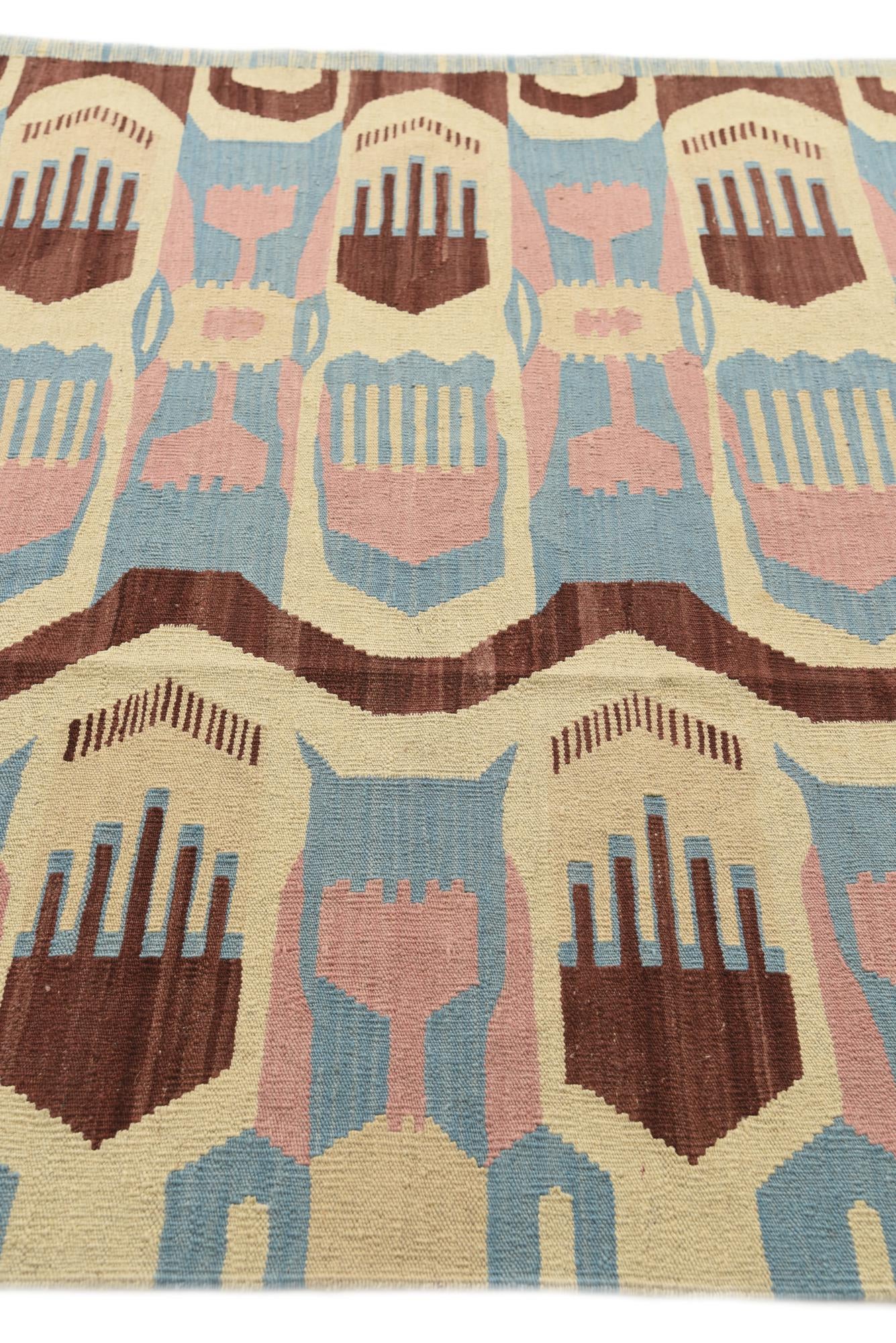 5' 4 x 6' 7 Hand Woven Kilim Modern Wool Rug