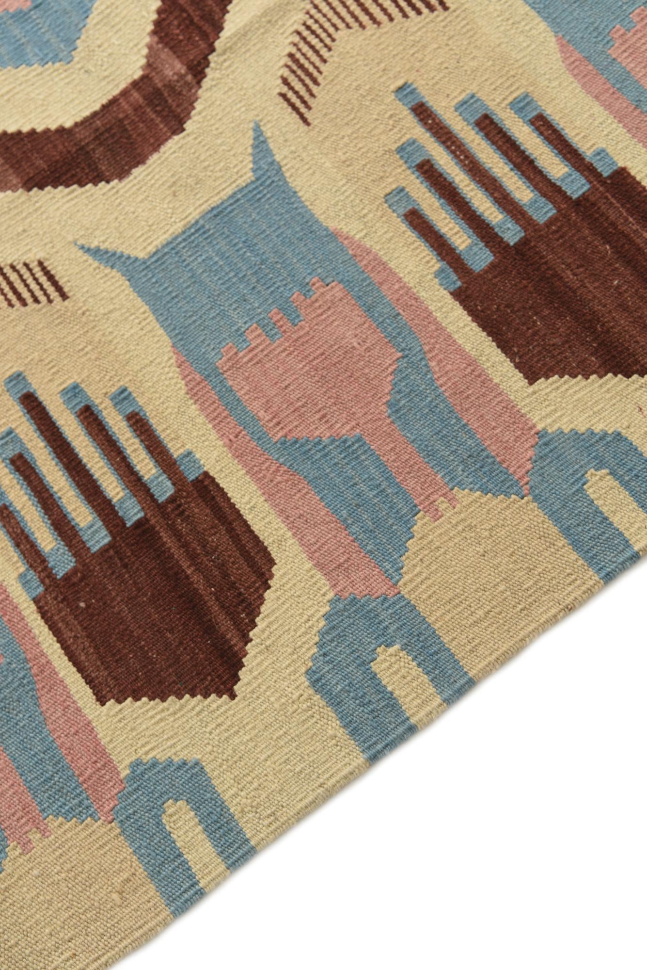 5' 4 x 6' 7 Hand Woven Kilim Modern Wool Rug