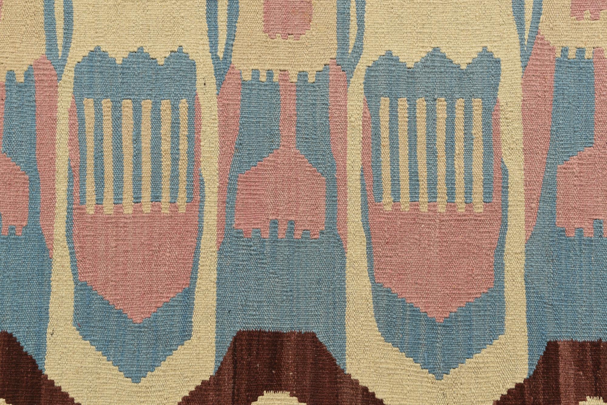 5' 4 x 6' 7 Hand Woven Kilim Modern Wool Rug