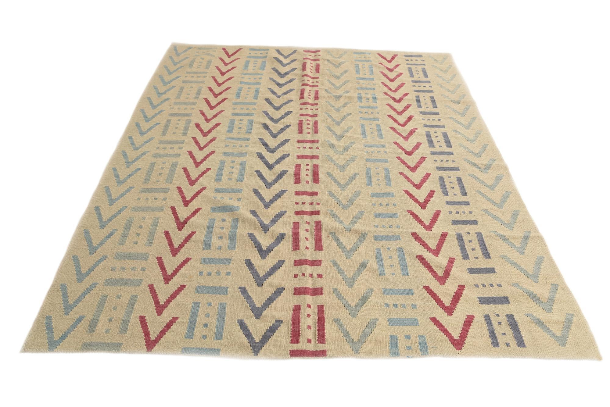 5' 10 x 7' 9 Hand Woven Kilim Modern Wool Rug