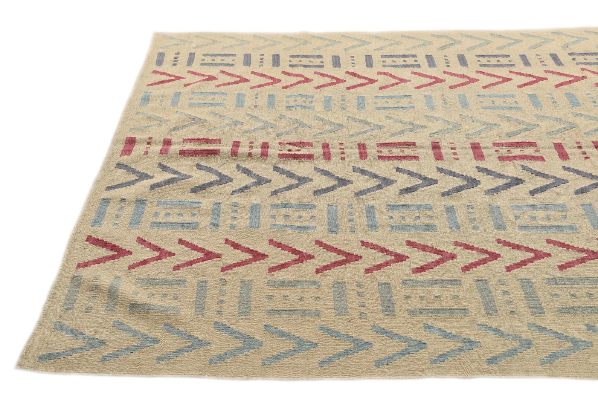 5' 10 x 7' 9 Hand Woven Kilim Modern Wool Rug