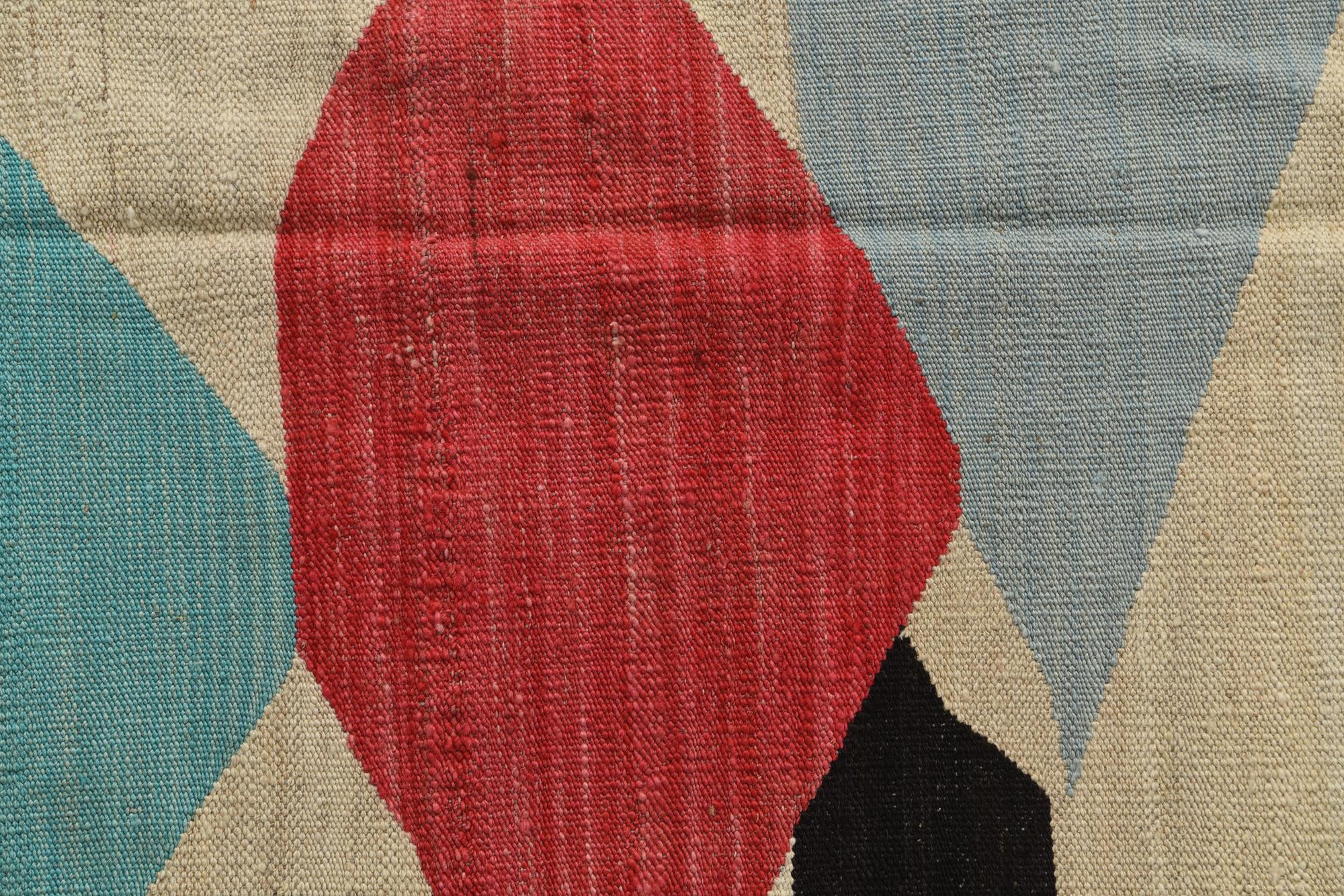 4' 2 x 5' 9 Hand Woven Kilim Modern Wool Rug