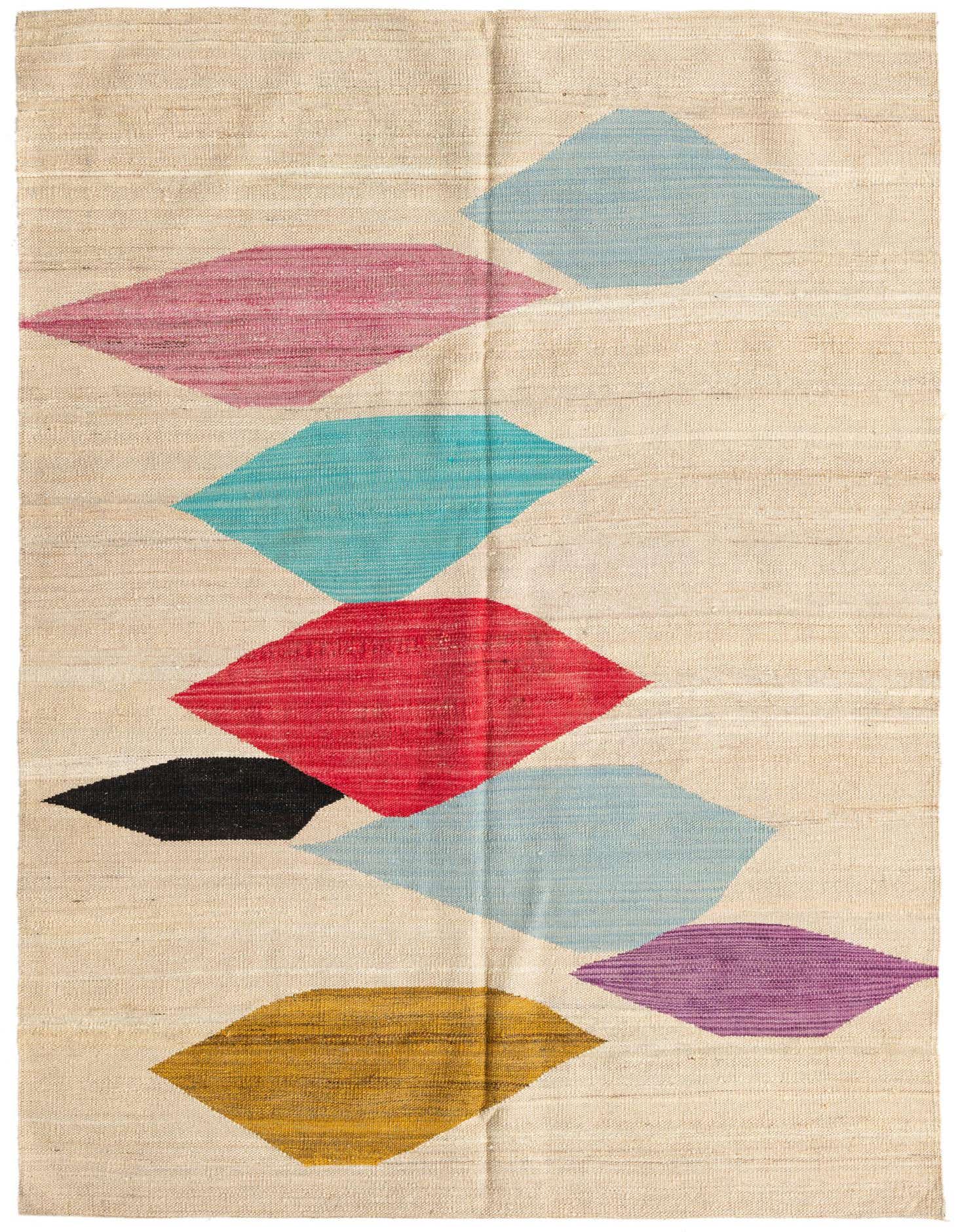 4' 2 x 5' 9 Hand Woven Kilim Modern Wool Rug